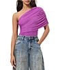AFRM Campbell One Shoulder Drape Mesh Top - Image 1