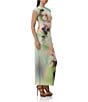 AFRM Cody Floral Placement Print Mesh Crew Neck Cap Sleeve Maxi Dress, Color:Sunbeam Floral - Image 4