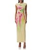 AFRM Cody Floral Print Crew Neck Cap Sleeve Mesh Maxi Dress, Color:Butter Peony - Image 1
