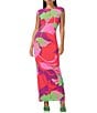 Color:Graphic Floral - Image 1 - Cody Mesh Crew Neck Short Sleeve Maxi Dress