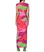 Color:Graphic Floral - Image 2 - Cody Mesh Crew Neck Short Sleeve Maxi Dress