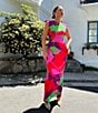 Color:Graphic Floral - Image 6 - Cody Mesh Crew Neck Short Sleeve Maxi Dress