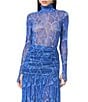 AFRM Coordinating Zadie Snake Printed Mock Neck Long Sleeve Mesh Top - Image 1