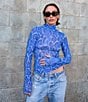 AFRM Coordinating Zadie Snake Printed Mock Neck Long Sleeve Mesh Top - Image 6