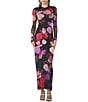 AFRM Didi Rose Printed Crew Neck Long Sleeve Mesh Maxi Dress - Image 1