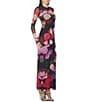 AFRM Didi Rose Printed Crew Neck Long Sleeve Mesh Maxi Dress - Image 3