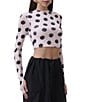 AFRM Eleni Dot Pattern Mock Neck Long Sleeve Mesh Knit Top - Image 3