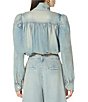 AFRM Galli Gathered Denim Collared Long Sleeve Coordinating Crop Jacket - Image 2