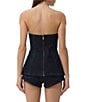 AFRM Janie Off-The-Shoulder Fitted Button Front Sailor Bustier Top, Color:Midnight Rinse Wash - Image 2