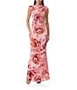 AFRM Jolie Coordinating Floral Print Mock Neck Mesh Cap Sleeve Ruched Top, Color:Peach Roses - Image 5