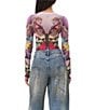 AFRM Kaylee Butterfly Printed Crew Neck Long Sleeve Mesh Top - Image 2