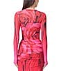 AFRM Coordinating Kaylee Mesh Printed Crew Neck Long Sleeve Top, Color:Organic Rose - Image 2