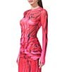 AFRM Coordinating Kaylee Mesh Printed Crew Neck Long Sleeve Top, Color:Organic Rose - Image 4