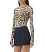 AFRM Kaylee Printed Mesh Crew Neck Long Sleeve Top, Color:Tona Shell - Image 3