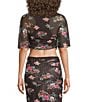 AFRM Khylie Snake Floral Printed Mock Neck Short Sleeve Coordinating Mesh Top - Image 2