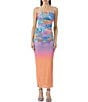 Color:Neon Botanical - Image 1 - Marlo Floral Print Strapless Maxi Dress