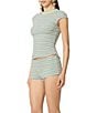 AFRM Nolan Striped Crew Neck Short Sleeve Ribbed Tee - Image 4