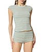 AFRM Nolan Striped Crew Neck Short Sleeve Ribbed Tee - Image 1
