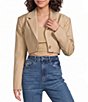 AFRM Petra Collared V-Neck Long Sleeve Coordinating Twill Crop Blazer - Image 1