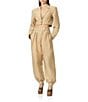 AFRM Petra Collared V-Neck Long Sleeve Coordinating Twill Crop Blazer - Image 3