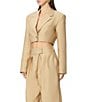 AFRM Petra Collared V-Neck Long Sleeve Coordinating Twill Crop Blazer - Image 1
