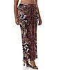 AFRM Plus Bevin Printed High Waisted Mesh Coordinating Maxi Skirt, Color:Burgundy Chain - Image 3