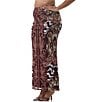 AFRM Plus Bevin Printed High Waisted Mesh Coordinating Maxi Skirt, Color:Burgundy Chain - Image 4