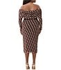 AFRM Plus Cornelia Polka Dot Print Off-the-Shoulder Long Sleeve Mesh Midi Dress, Color:Chocolate Halo Dot - Image 2