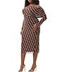 AFRM Plus Cornelia Polka Dot Print Off-the-Shoulder Long Sleeve Mesh Midi Dress, Color:Chocolate Halo Dot - Image 3