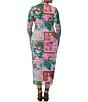 AFRM Plus Shailene Tropical Postcard Print Mock Neck Long Sleeve Mesh Midi Dress, Color:Tropical Postcard - Image 2