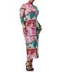 AFRM Plus Shailene Tropical Postcard Print Mock Neck Long Sleeve Mesh Midi Dress, Color:Tropical Postcard - Image 3