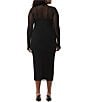 AFRM Plus Shailene Turtleneck Long Sleeve Mesh Midi Dress, Color:Noir - Image 2