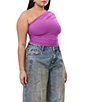 AFRM Plus Size Campbell One Shoulder Drape Mesh Top - Image 4
