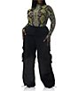AFRM Plus Size Etienne Drawstring Waist Cargo Parachute Pants, Color:Noir - Image 5