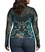 AFRM Plus Size Kaylee Baroque Floral Print Crew Neck Long Sleeve Mesh Top, Color:Baroque Floral - Image 2