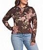 AFRM Plus Size Kaylee Rose Print Crew Neck Long Sleeve Silken Lace Top - Image 1