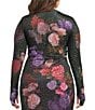 AFRM Plus Size Kaylee Rose Printed Burnout Velvet Mesh Crew Neck Long Sleeve Coordinating Top - Image 2