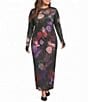 AFRM Plus Size Kaylee Rose Printed Burnout Velvet Mesh Crew Neck Long Sleeve Coordinating Top - Image 3