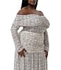 AFRM Plus Size Lace Plaid Off-The-Shoulder Long Sleeve Mesh Knit Coordinating Top, Color:Lace Plaid - Image 3