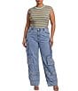 AFRM Plus Size Nolan Striped Crew Neck Short Sleeve Ribbed Tee - Image 4