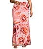 AFRM Plus Size Tegan Floral Print Mesh Coordinating Maxi Skirt, Color:Peach Roses - Image 1