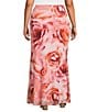 AFRM Plus Size Tegan Floral Print Mesh Coordinating Maxi Skirt, Color:Peach Roses - Image 2
