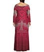 AFRM Plus Size Thelma Houndstooth Print Off The Shoulder Long Sleeve Mesh Maxi Dress, Color:Ruby Houndstooth - Image 2