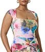 AFRM Plus Size Winona Watercolor Blossom Printed Square Neck Cap Sleeve Mesh Coordinating Tee - Image 1
