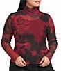 AFRM Plus Size Zadie Holiday Rose Printed Mock Neck Long Sleeve Mesh Top - Image 1