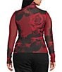 AFRM Plus Size Zadie Holiday Rose Printed Mock Neck Long Sleeve Mesh Top - Image 2
