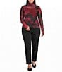 AFRM Plus Size Zadie Holiday Rose Printed Mock Neck Long Sleeve Mesh Top - Image 3