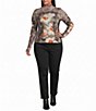 AFRM Plus Size Zadie Lace Floral Mix Print Mock Neck Long Sleeve Mesh Top - Image 3