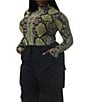 AFRM Plus Size Zadie Snake Print Mock Neck Long Sleeve Mesh Top, Color:Lime Snake - Image 3