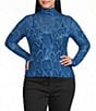 AFRM Plus Size Zadie Snake Printed Mock Neck Long Sleeve Mesh Top - Image 1
